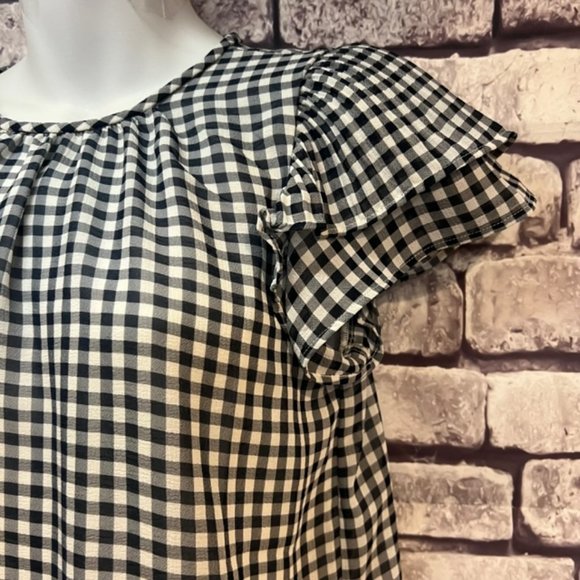 Ann Taylor Black & White Check Short Sleeve Top Size XSP - Picture 4 of 9